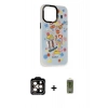 MARSİLYAN™- iPhone 14 Pro Max Kılıf Siluet Çizgi Koleksiyonu - Siyah Joko Magic 5D Hayalet Cam + PVD Metal Kamera Lens - TU