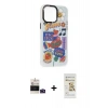 MARSİLYAN™- iPhone 14 Pro Max Kılıf Siluet Çizgi Koleksiyonu - Siyah Mat Seramik Nano Ekran Koruyucu + Derin Mor Bilvis Titan Kamera Lens