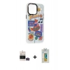 MARSİLYAN™- iPhone 14 Pro Max Kılıf Siluet Çizgi Koleksiyonu - Siyah Polymer Nano Ekran Koruyucu + Bilvis Titan Kamera Lens - GD