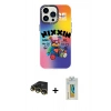 MARSİLYAN™- iPhone 14 Pro Max Kılıf Siluet Çizgi Koleksiyonu - Siyah Polymer Nano Ekran Koruyucu + Gold Raze Metal Kamera Lens