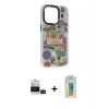 MARSİLYAN™- iPhone 14 Pro Max Kılıf Siluet Çizgi Koleksiyonu - Siyah Polymer Nano Ekran Koruyucu + Bilvis Titan Kamera Lens - SH