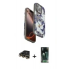 MARSİLYAN™- iPhone 14 Pro Max Kılıf Siluet Doku - Şeffaf 360 Full Body Arka Koruyucu + Raze Metal Kamera Lens - GD
