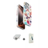 MARSİLYAN™- iPhone 14 Pro Max Kılıf Siluet Doku - Şeffaf Pasifik Cam Ekran Koruyucu + Gold Band Metal Kamera Lens
