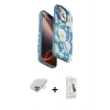 MARSİLYAN™- iPhone 14 Pro Max Kılıf Siluet Doku - Şeffaf Pasifik Cam Ekran Koruyucu + Gold Band Metal Kamera Lens