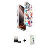 MARSİLYAN™- iPhone 14 Pro Max Kılıf Siluet Doku - Şeffaf Pasifik Cam Ekran Koruyucu + Gold Bilvis Titan Kamera Lens