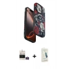 MARSİLYAN™- iPhone 14 Pro Max Kılıf Siluet Doku - Şeffaf Pasifik Cam Ekran Koruyucu + Gold Bilvis Titan Kamera Lens