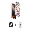 MARSİLYAN™- iPhone 14 Pro Max Kılıf Siluet Doku - Şeffaf Pasifik Cam Ekran Koruyucu + PVD Metal Kamera Lens - TU
