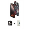 MARSİLYAN™- iPhone 14 Pro Max Kılıf Siluet Doku - Şeffaf Pasifik Cam Ekran Koruyucu + PVD Metal Kamera Lens - TU