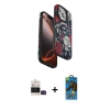 MARSİLYAN™- iPhone 14 Pro Max Kılıf Siluet Doku - Siyah 18D Cam Ekran Koruyucu + Bilvis Titan Kamera Lens - SH