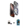 MARSİLYAN™- iPhone 14 Pro Max Kılıf Siluet Doku - Siyah 18D Cam Ekran Koruyucu + Bilvis Titan Kamera Lens - GS