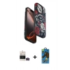 MARSİLYAN™- iPhone 14 Pro Max Kılıf Siluet Doku - Siyah 18D Cam Ekran Koruyucu + Bilvis Titan Kamera Lens - GD