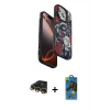 MARSİLYAN™- iPhone 14 Pro Max Kılıf Siluet Doku - Siyah 18D Cam Ekran Koruyucu + Raze Metal Kamera Lens - GD