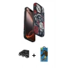 MARSİLYAN™- iPhone 14 Pro Max Kılıf Siluet Doku - Siyah 18D Cam Ekran Koruyucu + Raze Metal Kamera Lens - GS