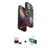 MARSİLYAN™- iPhone 14 Pro Max Kılıf Siluet Doku - Siyah 3D Antistatik Cam Ekran Koruyucu + Bilvis Titan Kamera Lens - GS