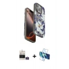 MARSİLYAN™- iPhone 14 Pro Max Kılıf Siluet Doku - Siyah 3D Antistatik Cam Ekran Koruyucu + Bilvis Titan Kamera Lens - GS
