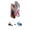MARSİLYAN™- iPhone 14 Pro Max Kılıf Siluet Doku - Siyah 3D Antistatik Cam Ekran Koruyucu + Bilvis Titan Kamera Lens - GS