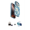 MARSİLYAN™- iPhone 14 Pro Max Kılıf Siluet Doku - Siyah 3D Antistatik Cam Ekran Koruyucu + Bilvis Titan Kamera Lens - SH