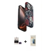 MARSİLYAN™- iPhone 14 Pro Max Kılıf Siluet Doku - Siyah 6D Mat Seramik Hayalet Nano Ekran Koruyucu + Bilvis Titan Kamera Lens - DNMR