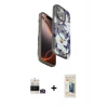 MARSİLYAN™- iPhone 14 Pro Max Kılıf Siluet Doku - Siyah 6D Mat Seramik Hayalet Nano Ekran Koruyucu + Bilvis Titan Kamera Lens - GD