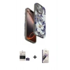 MARSİLYAN™- iPhone 14 Pro Max Kılıf Siluet Doku - Siyah Bilvis 3D Mat Cam Ekran Koruyucu + Bilvis Titan Kamera Lens - GS