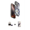 MARSİLYAN™- iPhone 14 Pro Max Kılıf Siluet Doku - Siyah Bilvis 3D Mat Cam Ekran Koruyucu + Siyah Bilvis Titan Kamera Lens