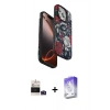 MARSİLYAN™- iPhone 14 Pro Max Kılıf Siluet Doku - Siyah Bilvis 5in1 3D Magic Cam Ekran Koruyucu + Derin Mor Bilvis Titan Kamera Lens