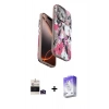 MARSİLYAN™- iPhone 14 Pro Max Kılıf Siluet Doku - Siyah Bilvis 5in1 3D Magic Cam Ekran Koruyucu + Derin Mor Bilvis Titan Kamera Lens