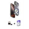 MARSİLYAN™- iPhone 14 Pro Max Kılıf Siluet Doku - Siyah Bilvis 5in1 3D Magic Cam Ekran Koruyucu + Derin Mor Bilvis Titan Kamera Lens