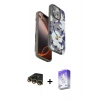 MARSİLYAN™- iPhone 14 Pro Max Kılıf Siluet Doku - Siyah Bilvis 5in1 3D Magic Cam Ekran Koruyucu + Raze Metal Kamera Lens - GD