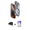 MARSİLYAN™- iPhone 14 Pro Max Kılıf Siluet Doku - Siyah Bilvis 5in1 3D Magic Cam Ekran Koruyucu + Raze Metal Kamera Lens - GS