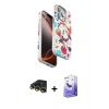 MARSİLYAN™- iPhone 14 Pro Max Kılıf Siluet Doku - Siyah Bilvis 5in1 5D Magic Hayalet Cam Ekran Koruyucu + Raze Metal Kamera Lens - GD