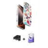 MARSİLYAN™- iPhone 14 Pro Max Kılıf Siluet Doku - Siyah Bilvis 5in1 5D Magic Hayalet Cam Ekran Koruyucu + Raze Metal Kamera Lens - GS