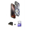 MARSİLYAN™- iPhone 14 Pro Max Kılıf Siluet Doku - Siyah Bilvis 5in1 5D Magic Hayalet Cam Ekran Koruyucu + Raze Metal Kamera Lens - GD