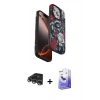 MARSİLYAN™- iPhone 14 Pro Max Kılıf Siluet Doku - Siyah Bilvis 5in1 5D Magic Hayalet Cam Ekran Koruyucu + Raze Metal Kamera Lens - GS