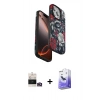 MARSİLYAN™- iPhone 14 Pro Max Kılıf Siluet Doku - Siyah Bilvis 5in1 5D Magic Hayalet Cam Ekran Koruyucu + Bilvis Titan Kamera Lens - GD