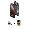 MARSİLYAN™- iPhone 14 Pro Max Kılıf Siluet Doku - Siyah Buffer Cam Ekran Koruyucu + Gümüş Bilvis Titan Kamera Lens