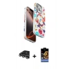 MARSİLYAN™- iPhone 14 Pro Max Kılıf Siluet Doku - Siyah Buffer Hayalet Cam Ekran Koruyucu + Gümüş Raze Metal Kamera Lens