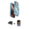 MARSİLYAN™- iPhone 14 Pro Max Kılıf Siluet Doku - Siyah Buffer Hayalet Cam Ekran Koruyucu + Gümüş Raze Metal Kamera Lens