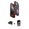 MARSİLYAN™- iPhone 14 Pro Max Kılıf Siluet Doku - Siyah Buffer Hayalet Cam Ekran Koruyucu + Gümüş Raze Metal Kamera Lens