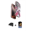 MARSİLYAN™- iPhone 14 Pro Max Kılıf Siluet Doku - Siyah Buffer Hayalet Cam Ekran Koruyucu + Gümüş Raze Metal Kamera Lens