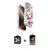 MARSİLYAN™- iPhone 14 Pro Max Kılıf Siluet Doku - Siyah Buffer Hayalet Cam Ekran Koruyucu + PVD Metal Kamera Lens - TU
