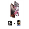 MARSİLYAN™- iPhone 14 Pro Max Kılıf Siluet Doku - Siyah Buffer Hayalet Cam Ekran Koruyucu + PVD Metal Kamera Lens - TU