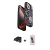 MARSİLYAN™- iPhone 14 Pro Max Kılıf Siluet Doku - Siyah Joko 5D Cam + Raze Metal Kamera Lens - GS