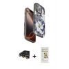MARSİLYAN™- iPhone 14 Pro Max Kılıf Siluet Doku - Siyah Mat Seramik Nano Ekran Koruyucu + Raze Metal Kamera Lens - GD