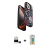MARSİLYAN™- iPhone 14 Pro Max Kılıf Siluet Doku - Siyah Polymer Nano Ekran Koruyucu + Bilvis Titan Kamera Lens - GD