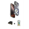 MARSİLYAN™- iPhone 14 Pro Max Kılıf Siluet Doku - Siyah Polymer Nano Ekran Koruyucu + Raze Metal Kamera Lens - GD