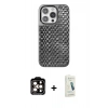 MARSİLYAN™- iPhone 14 Pro Max Kılıf Siluet Form Serisi - Şeffaf Pasifik Cam Ekran Koruyucu + Turuncu PVD Metal Kamera Lens