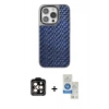 MARSİLYAN™- iPhone 14 Pro Max Kılıf Siluet Form Serisi - Şeffaf Royal Nano Ekran Koruyucu + PVD Metal Kamera Lens - TU