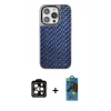 MARSİLYAN™- iPhone 14 Pro Max Kılıf Siluet Form Serisi - Siyah 18D Cam Ekran Koruyucu + PVD Metal Kamera Lens - TU