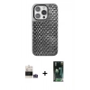 MARSİLYAN™- iPhone 14 Pro Max Kılıf Siluet Form Serisi - Siyah 360 Mat Full Body Arka Koruyucu + Gümüş Bilvis Titan Kamera Lens